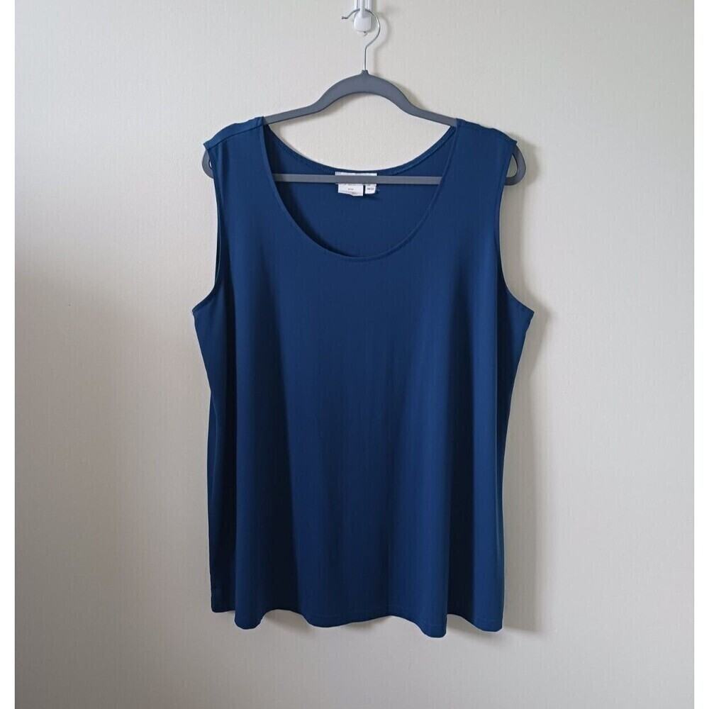 Vintage‎ Ulla Popken Womens Teal Stretch Scoop Neck Tank Top Plus Size 20/22